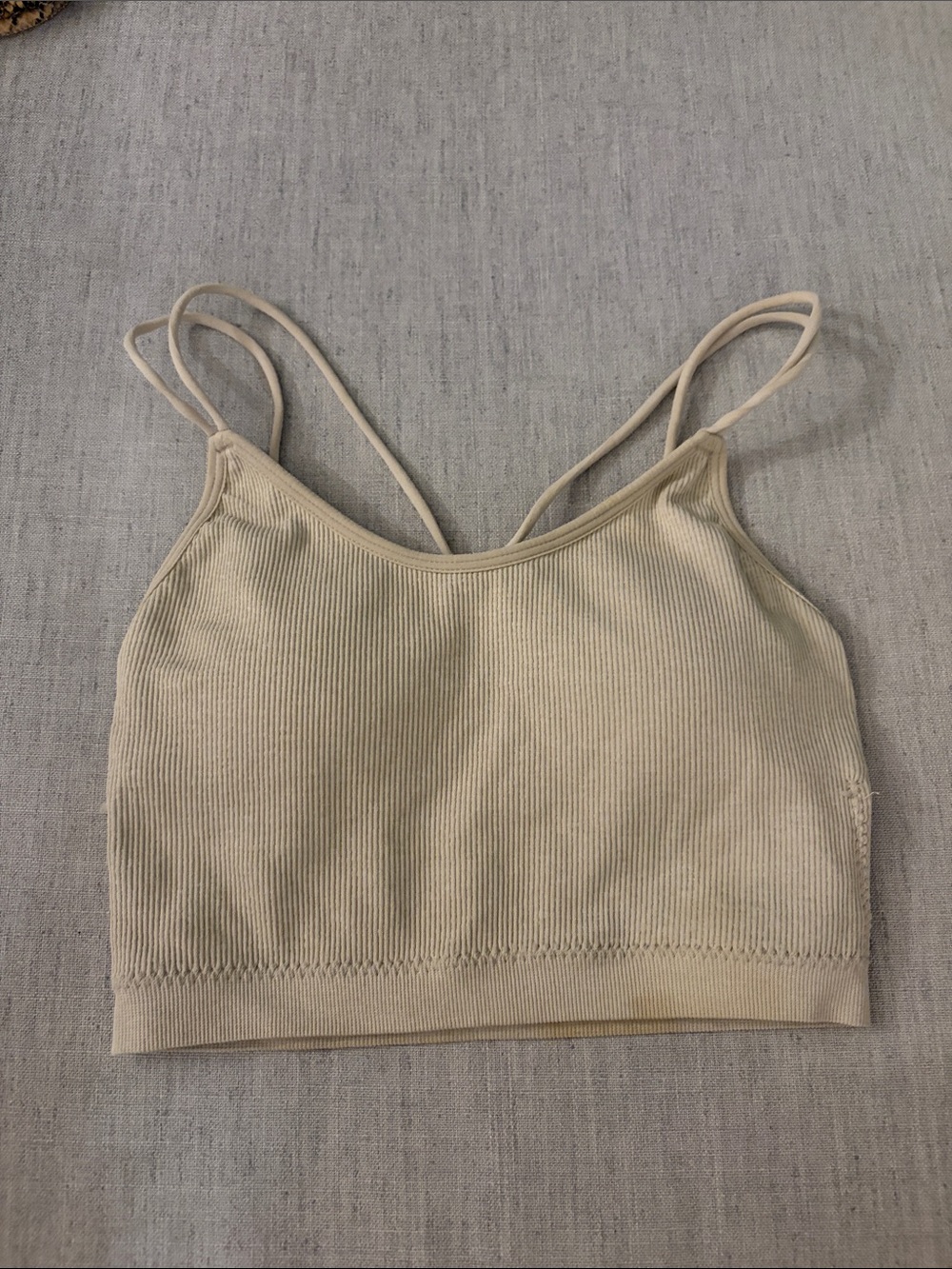free press Neutral Ribbed Seamless Crop Bralette - Light Beige